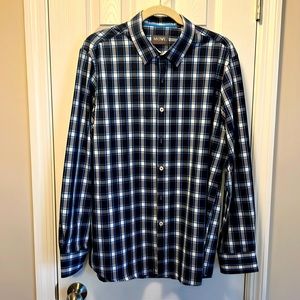 Move Navy and White Plaid Button Down Shirt